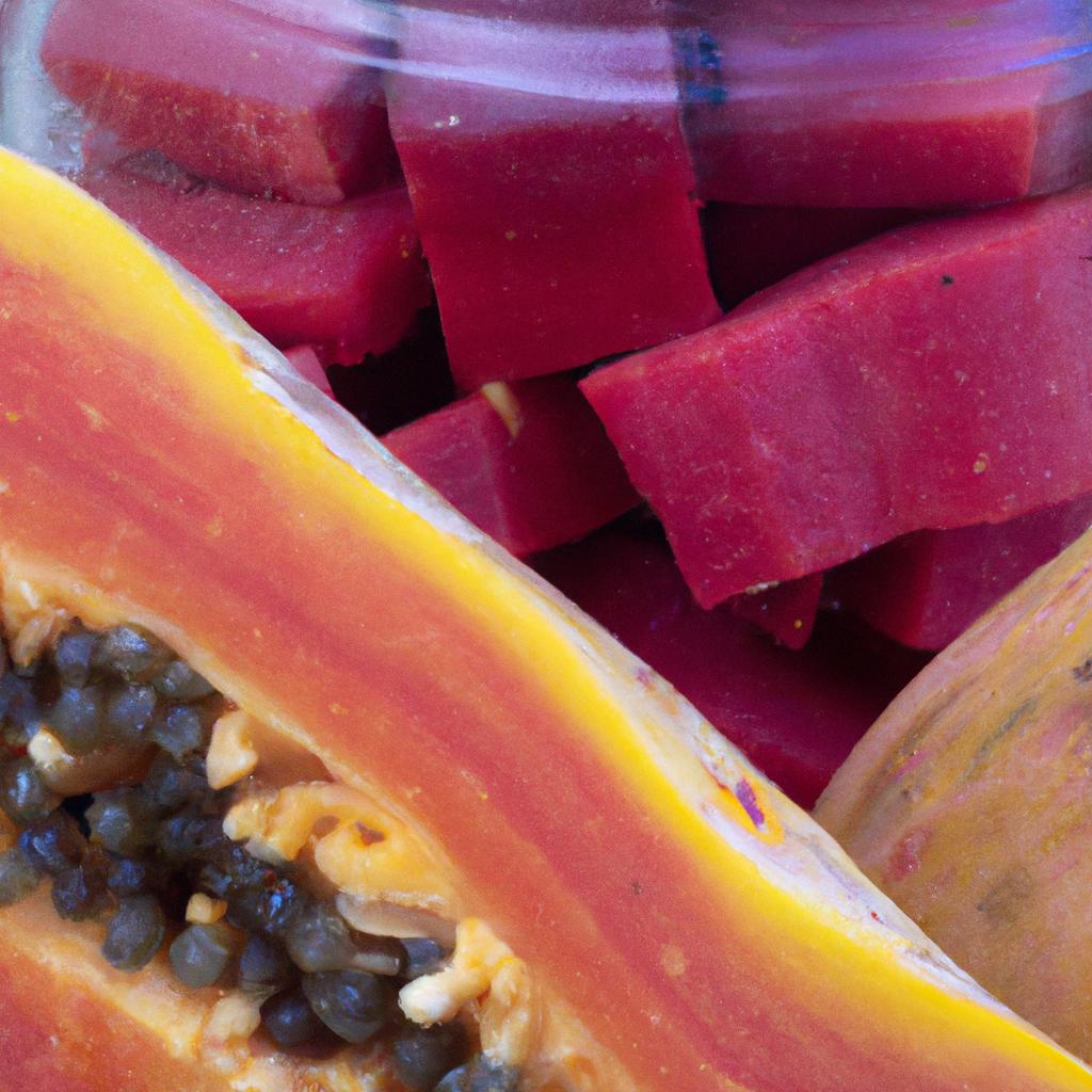 Get your daily dose of vitamins and minerals with papaya and beetroot juice.