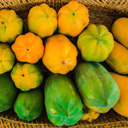 A variety of papayas, each with its unique color and taste.