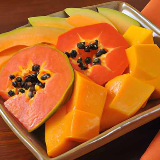 Enjoy the sweet and juicy taste of sliced papaya with complementary flavors