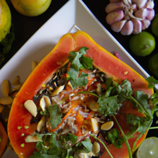 A culinary masterpiece featuring papaya seeds and complementary flavors, ready to tantalize the taste buds.