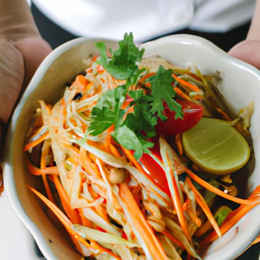 Papaya salad is a delicious way to incorporate fiber-rich fruits into your diet.