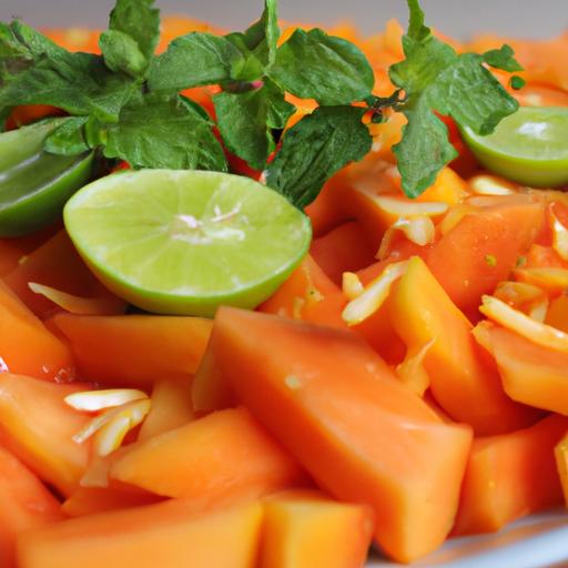 Adding lime juice and mint leaves to papaya slices can enhance their flavor and provide additional health benefits.