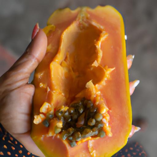 Enjoy the sweet and juicy taste of a freshly peeled papaya.