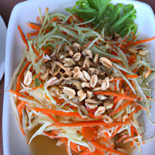 Green papaya salad is a refreshing and tasty dish with a unique texture and flavor.