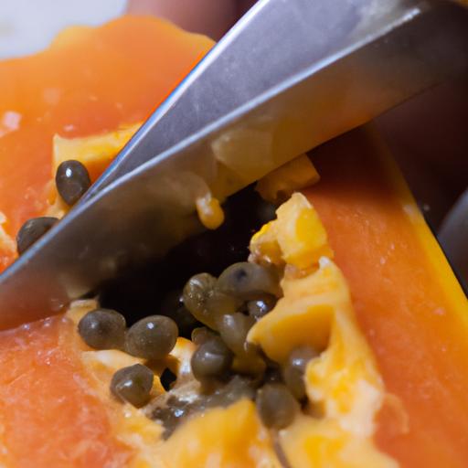 A juicy papaya cut into perfect bite-sized pieces.