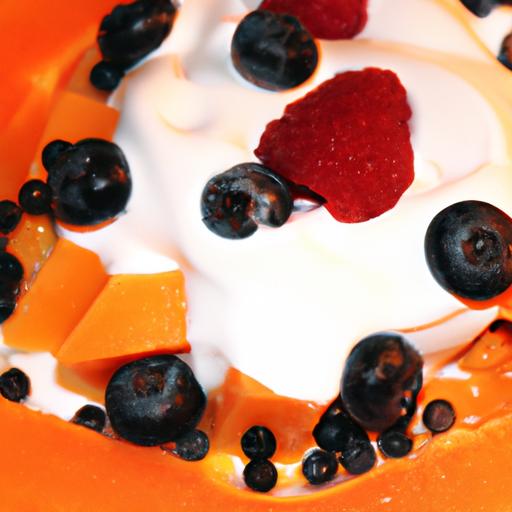 This papaya dessert is a perfect way to end a summer dinner party.