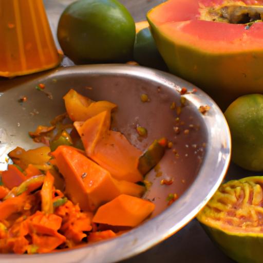 Fresh and healthy ingredients for the perfect papaya juice recipe.