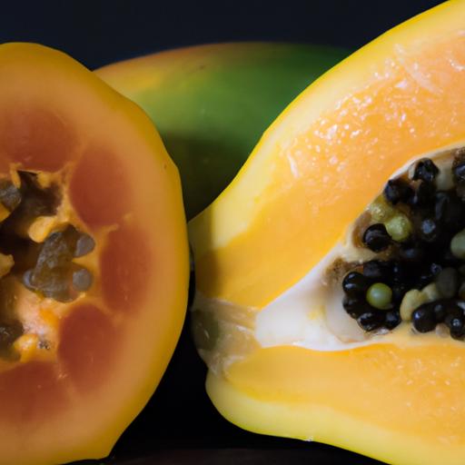 Papaya and mango side by side, showcasing their distinct characteristics.