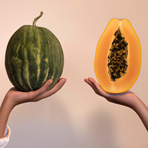 A visual representation of the differences between a papaya and a melon
