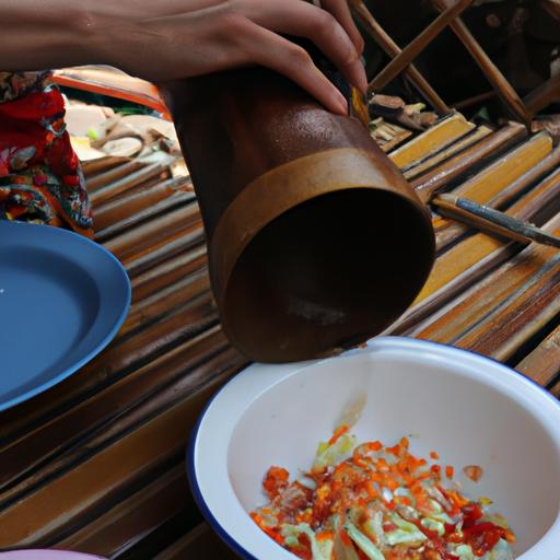 The dressing is what gives papaya salad Laos its unique flavor.