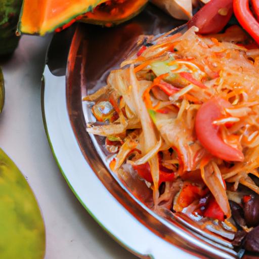 A delicious papaya salad seasoned with Nigerian spices, a popular culinary use of papaya in Nigeria