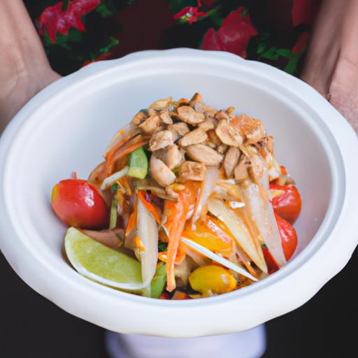 Papaya salad is a low-calorie and healthy dish that's perfect for any meal.