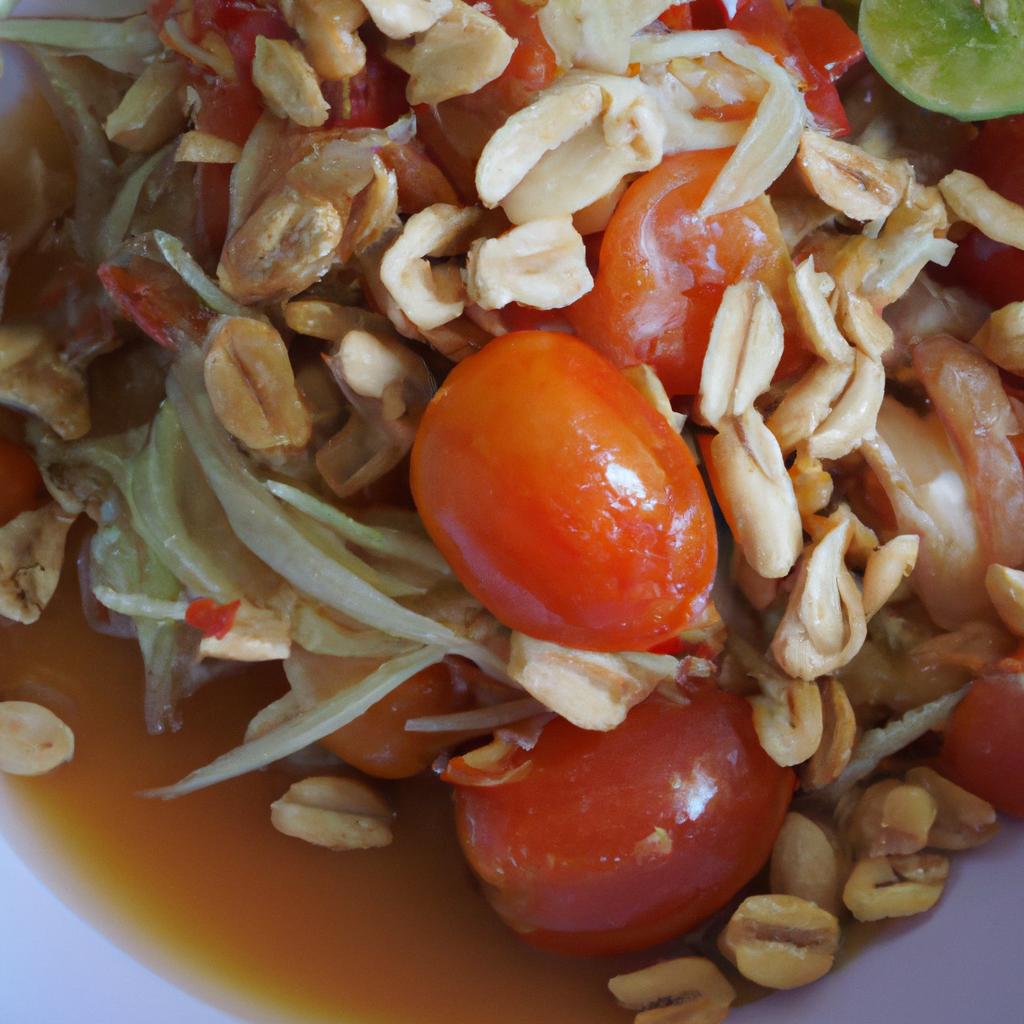 Spicy and tangy papaya salad - a popular dish in Thai cuisine