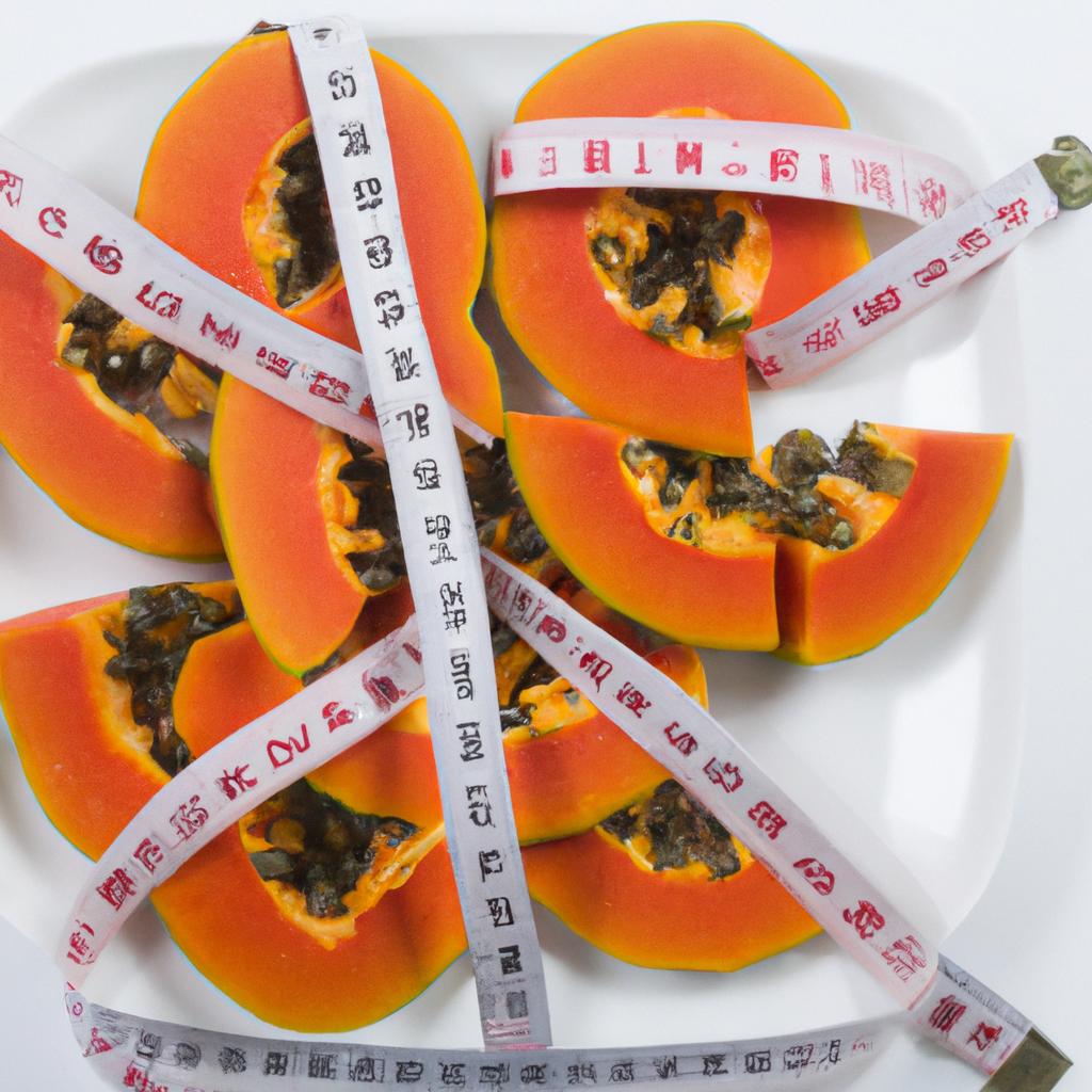 Measuring the portion size of papaya for diabetes management.