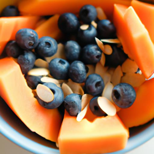 Papaya makes a delicious and healthy snack, especially when paired with other nutrient-rich foods like blueberries and almonds.
