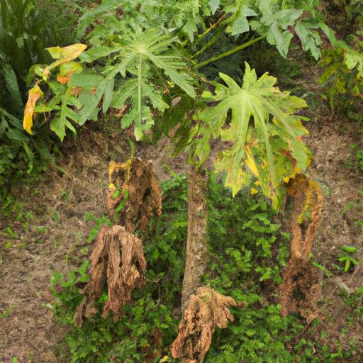 Papaya trees are susceptible to disease and environmental factors that can significantly reduce their life span.