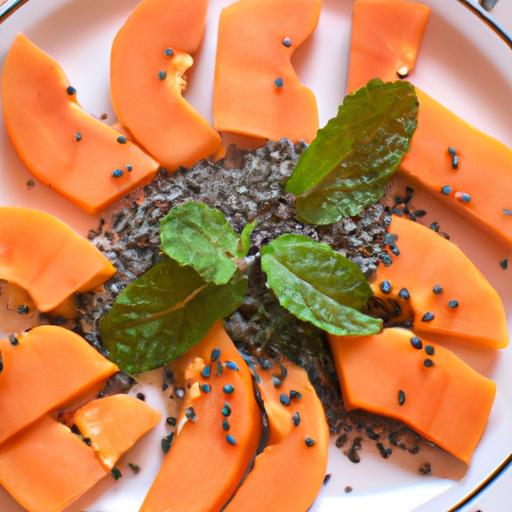 Savor the beauty and portion control of ripe papaya slices.