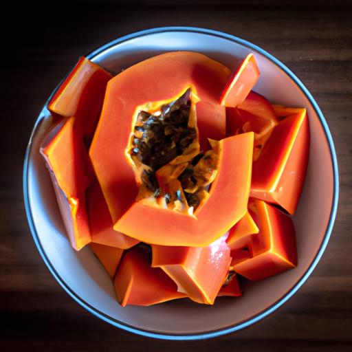 A bowl of ripe papaya, the perfect evening snack.