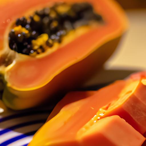 A nutritious and delicious slice of ripe papaya.