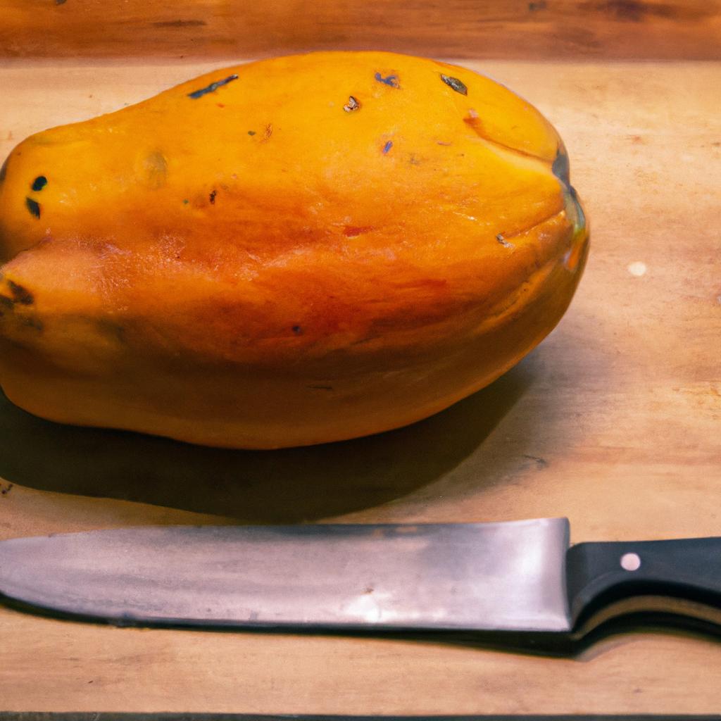 A ripe papaya should have a sweet and musky aroma that is distinct from an unripe one. Use a sharp knife to cut the fruit into slices or cubes.