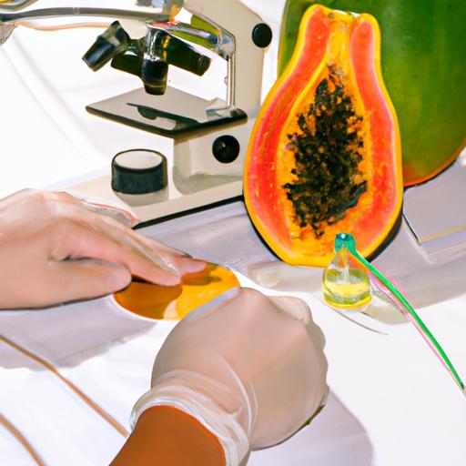 Researchers studying the effects of papaya extract on skin cells.