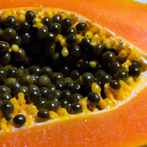 A ripe papaya with its vibrant orange flesh and black seeds, packed with essential nutrients.