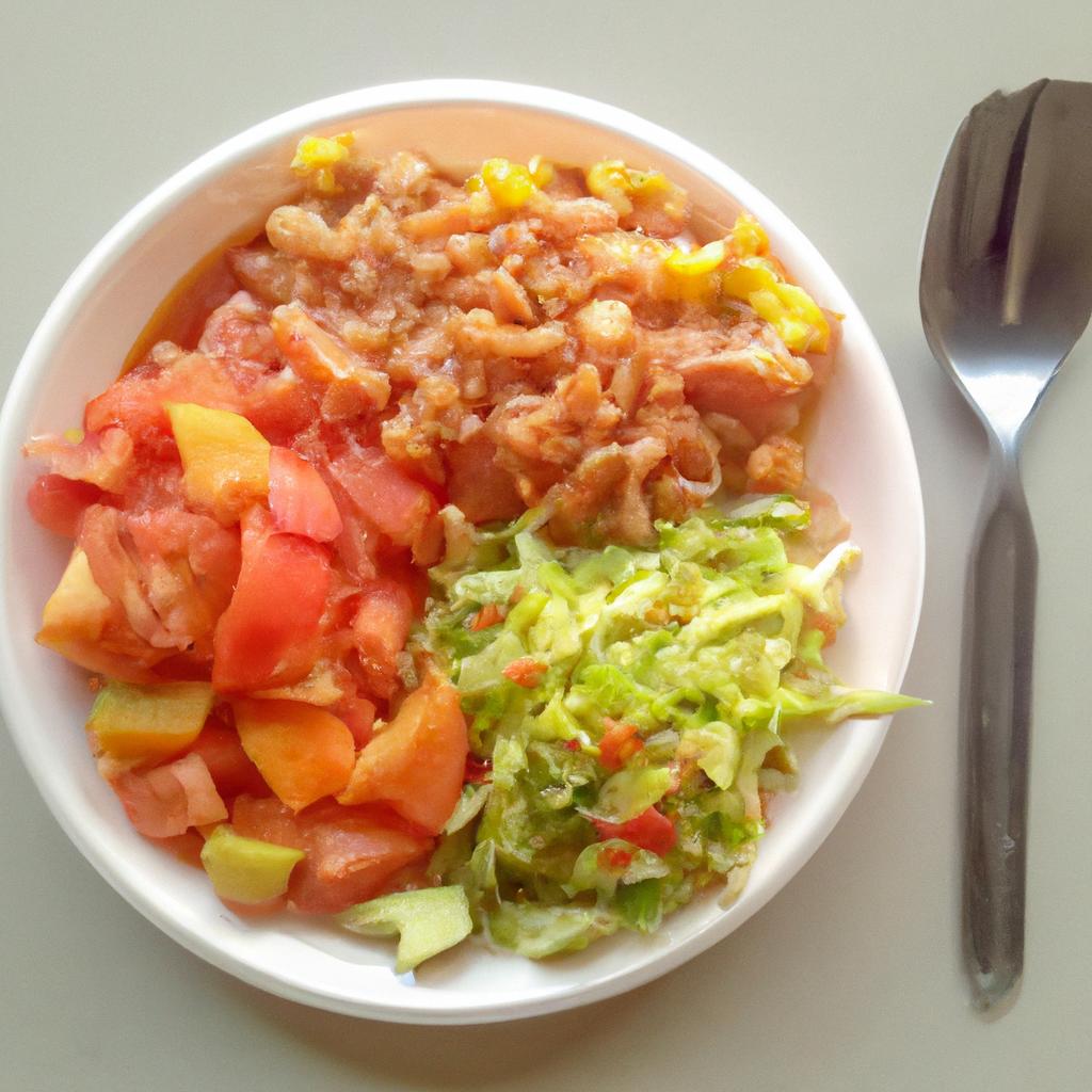 A nutritious plate showcasing a well-balanced meal with papaya as a part of a diabetes-friendly diet.