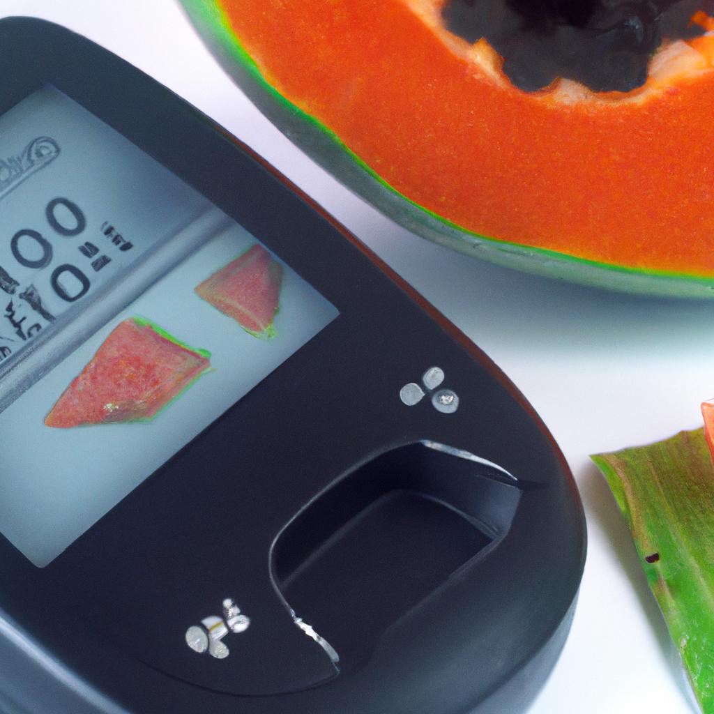 Monitoring blood sugar levels while incorporating papaya into a diabetic diet.