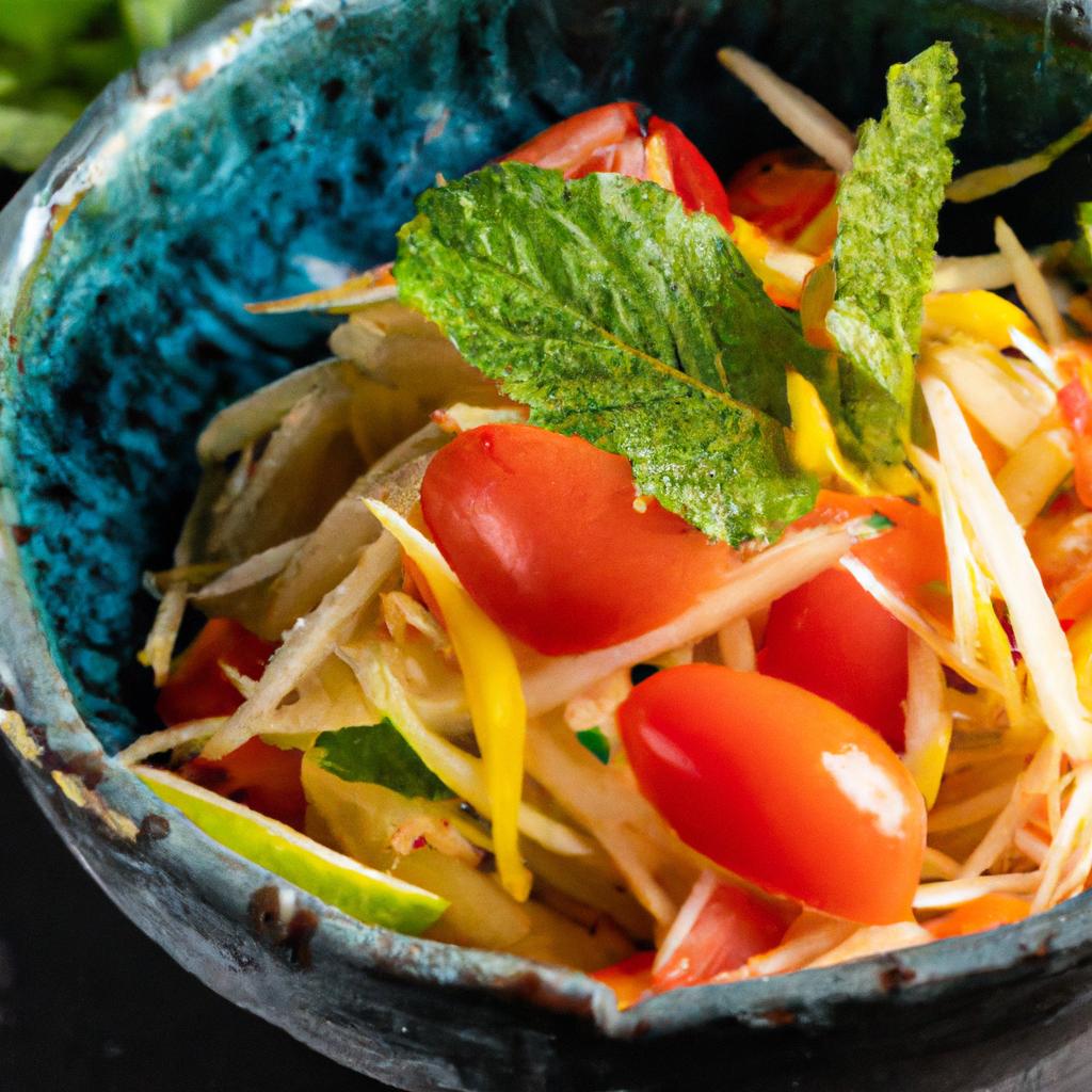 Papaya salad, a flavorful way to alleviate acidity.