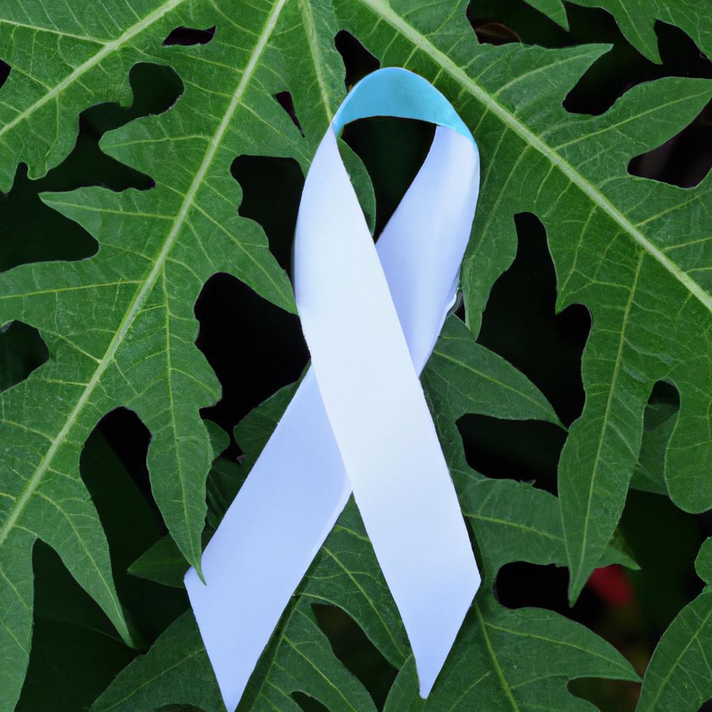 Diabetes awareness symbol with papaya leaves, representing the potential benefits of papaya for diabetes.