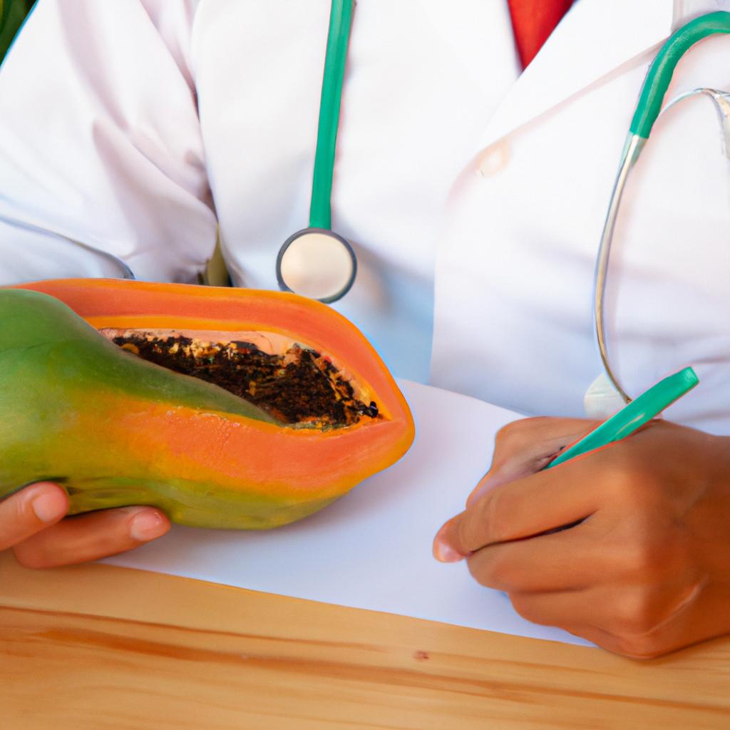 A physician engaging in a conversation with a patient about the potential effects of papaya on their diabetes