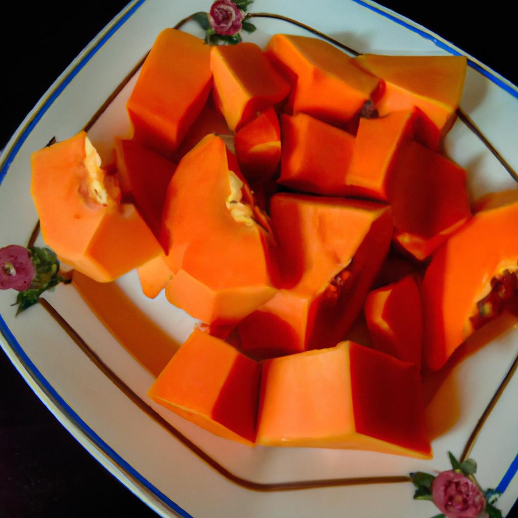 A plate of delicious papaya slices, a potential natural remedy for soothing acid reflux symptoms.
