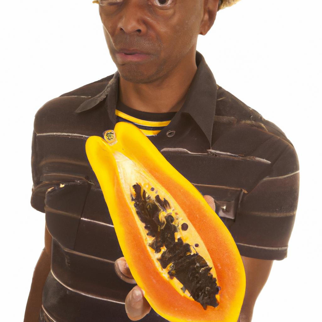 Exploring the unique aroma of a freshly cut papaya.