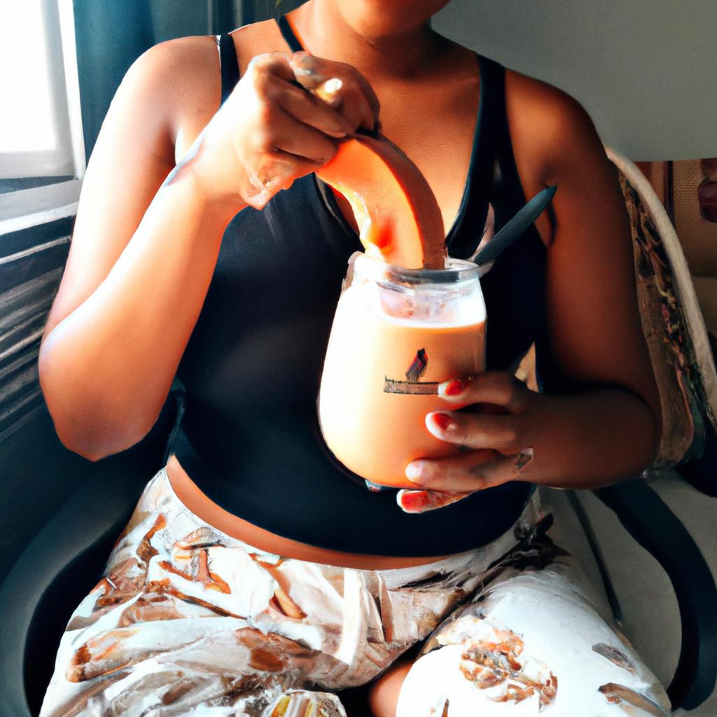 Indulging in a delicious papaya smoothie, a potential natural remedy for menstrual problems